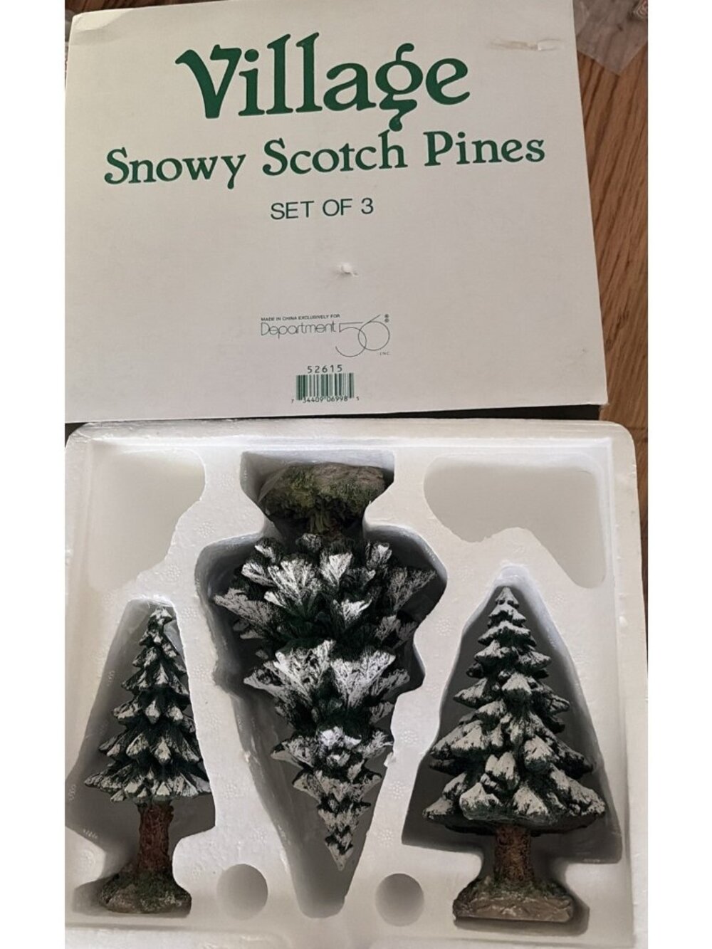 Department 56 Village Snowy Scotch Pines 3 Vintage